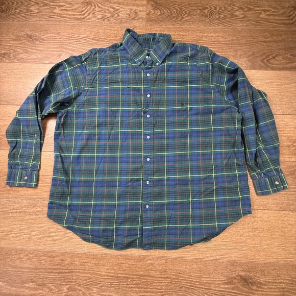 Polo Ralph Lauren Men's Green Plaid Button Down, Long Sleeve, 2XB, Fall, Preppy - Picture 2 of 15